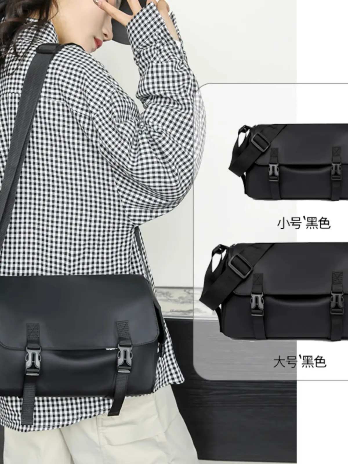 Women Waterproof Crossbody Bag Black Large Capacity - Image 6
