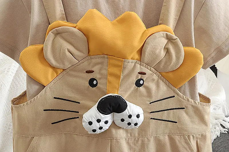 Children Cotton T-Shirt Shorts Set Brown Cat Print Summer — feature 8