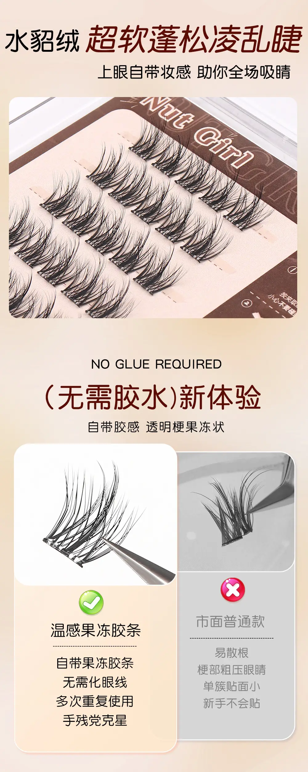 5D Mink Velvet False Eyelashes Glue-Free Self-Adhesive Natural Comic — feature 4