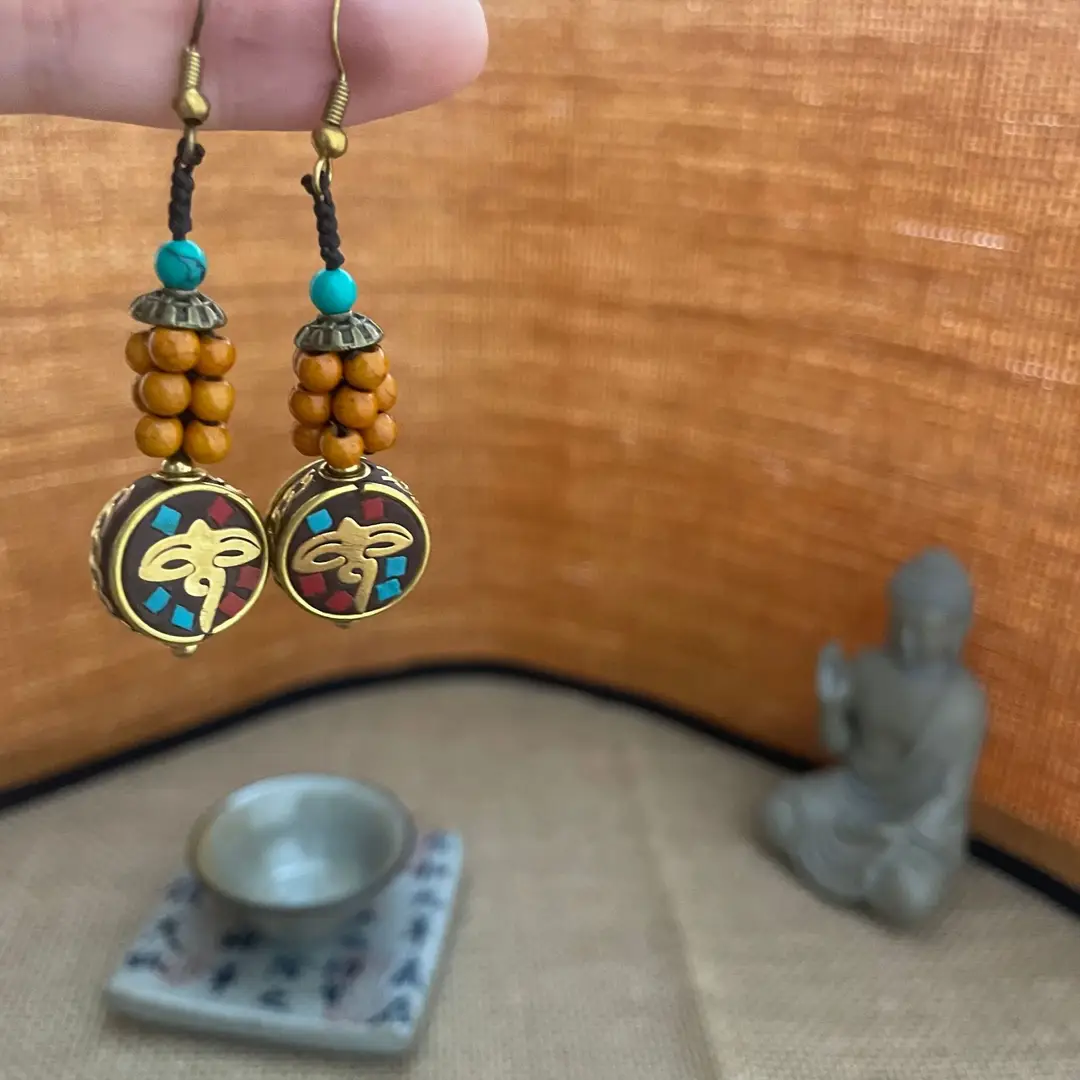 Nepali Ethnic Xizang Style Earrings Vintage Elegant Niche Earrings Natural Stone Design Chalcedony Earrings Personalized Women