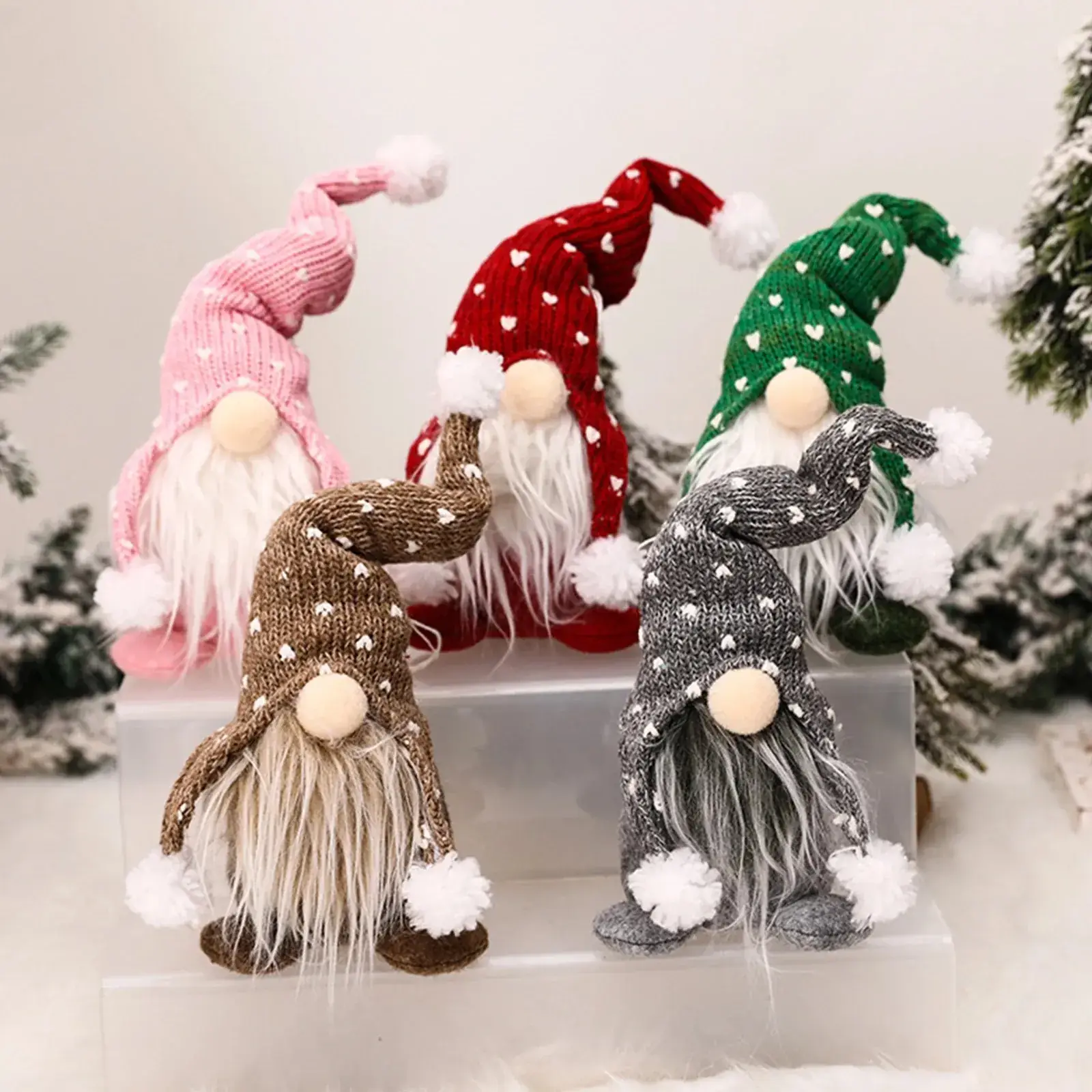Red Knitted Rudolph Christmas Doll with White Beard - Image 7