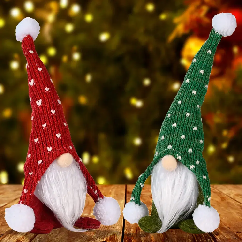 Red Knitted Rudolph Christmas Doll with White Beard - Image 8