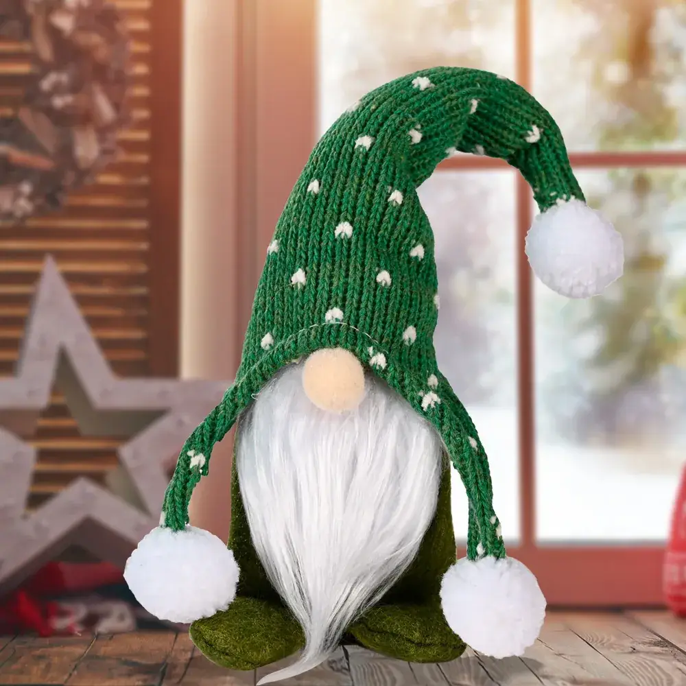 Red Knitted Rudolph Christmas Doll with White Beard - Image 4