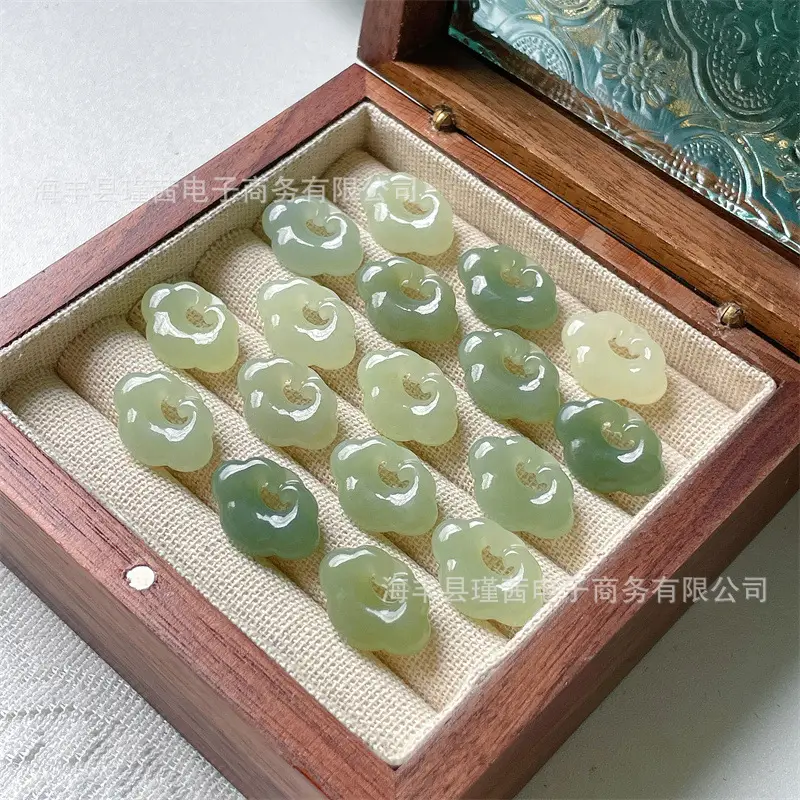 Natural Qinghai Hetian Jade Peace Pendant Set 100pcs — feature 7