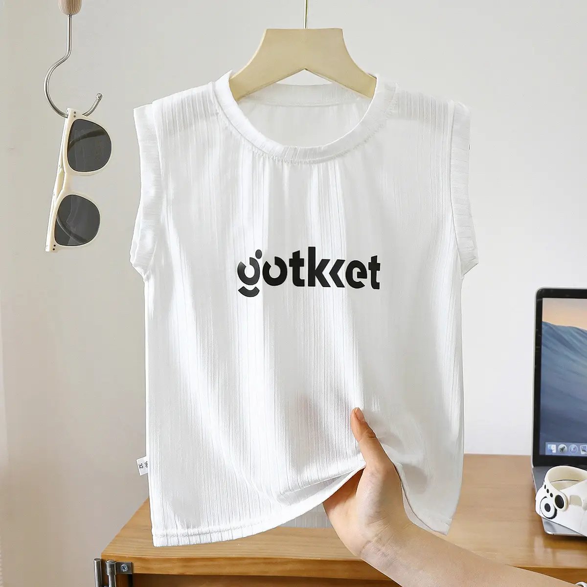 Baby T-Shirt White Sleeveless Dog Print - Image 7