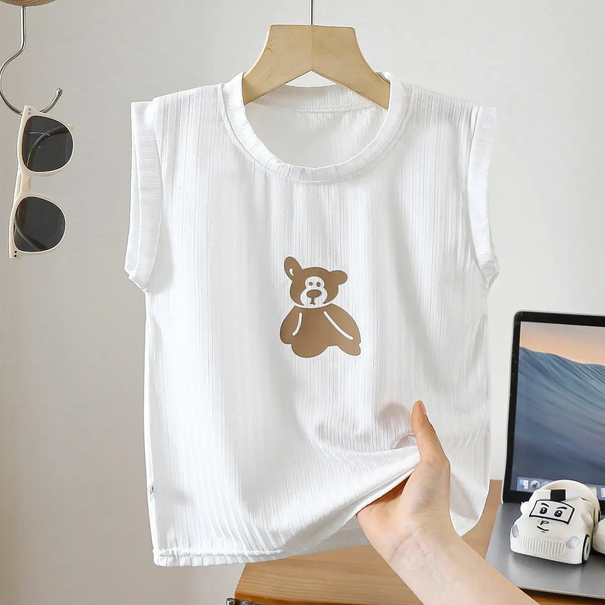 Baby T-Shirt White Sleeveless Dog Print - Image 9