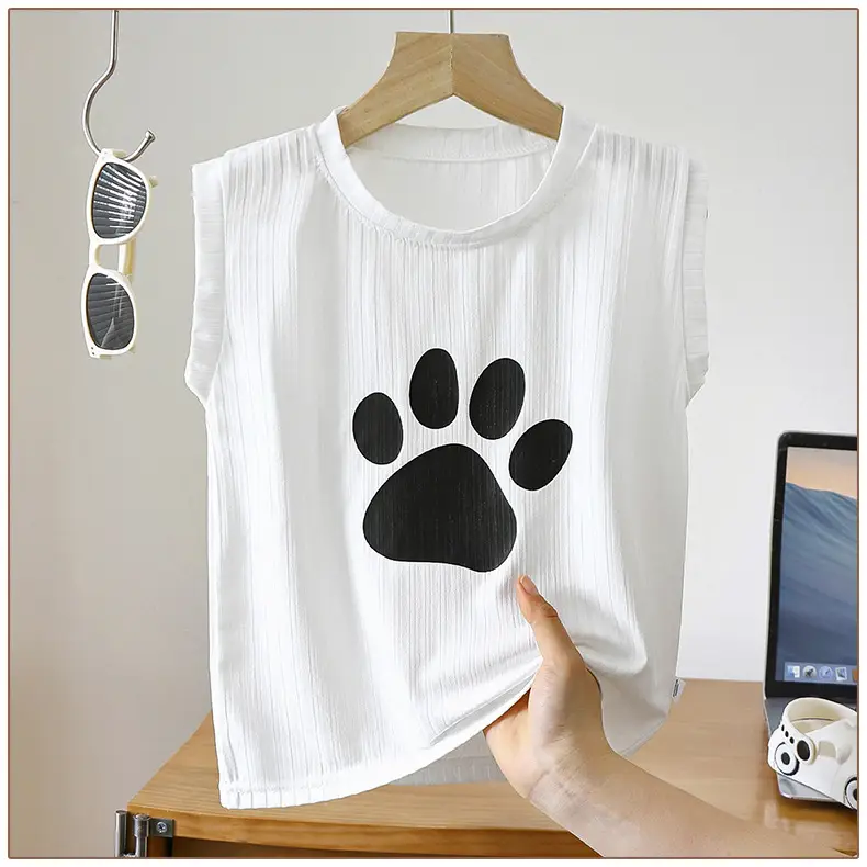 Baby T-Shirt White Sleeveless Dog Print — feature 19