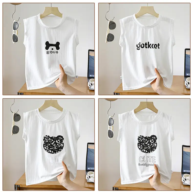 Baby T-Shirt White Sleeveless Dog Print — feature 20