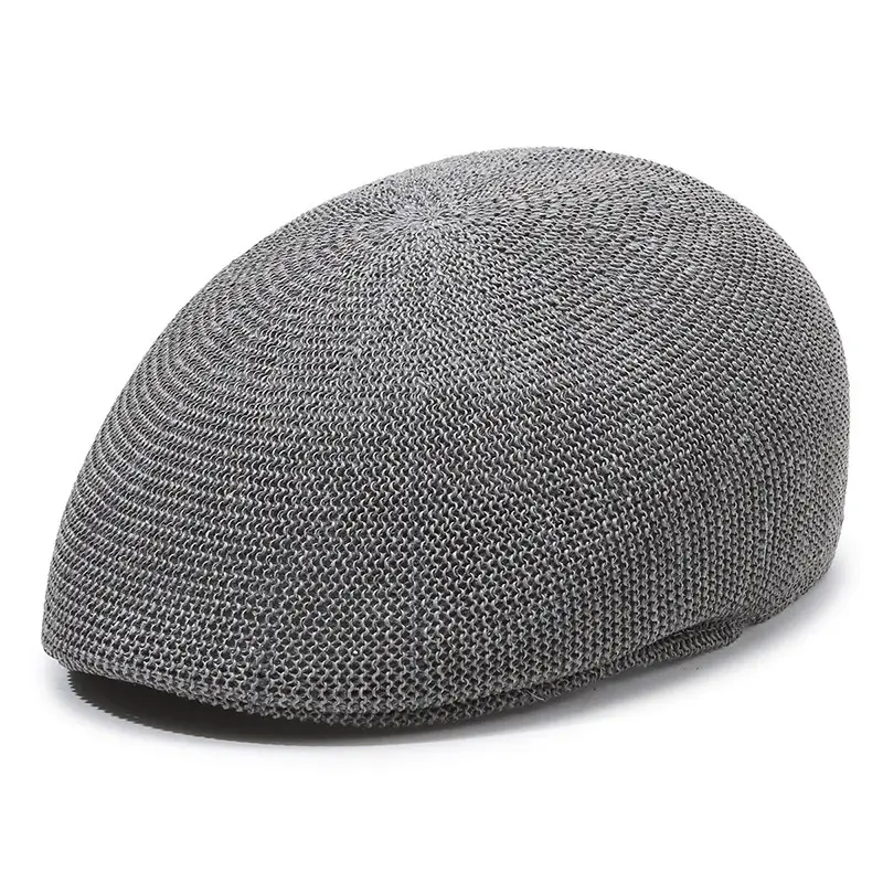 Men Straw Beret Hat Brown Mesh Outdoor Sun Hat - Image 7