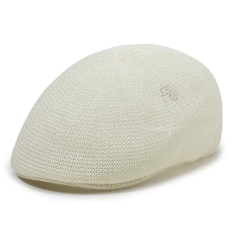 Men Straw Beret Hat Brown Mesh Outdoor Sun Hat - Image 8