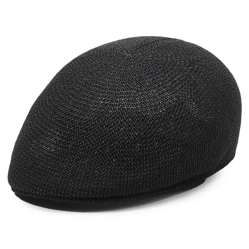 Men Straw Beret Hat Brown Mesh Outdoor Sun Hat - Image 10