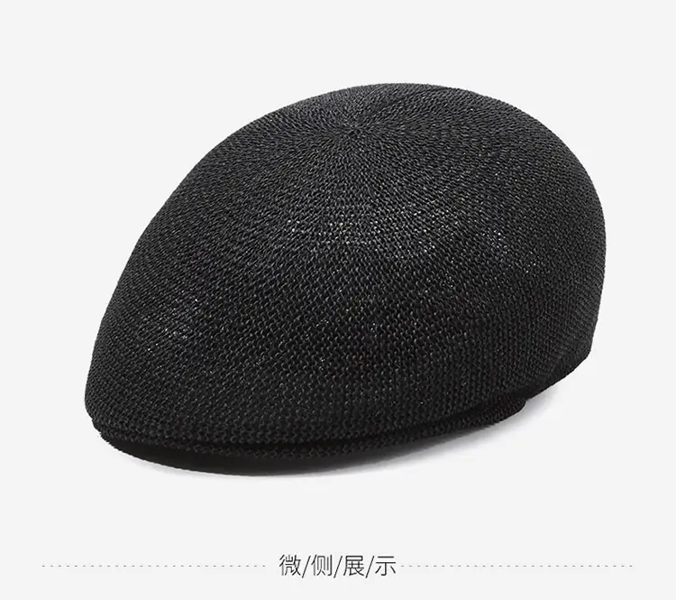 Men Straw Beret Hat Brown Mesh Outdoor Sun Hat — feature 16