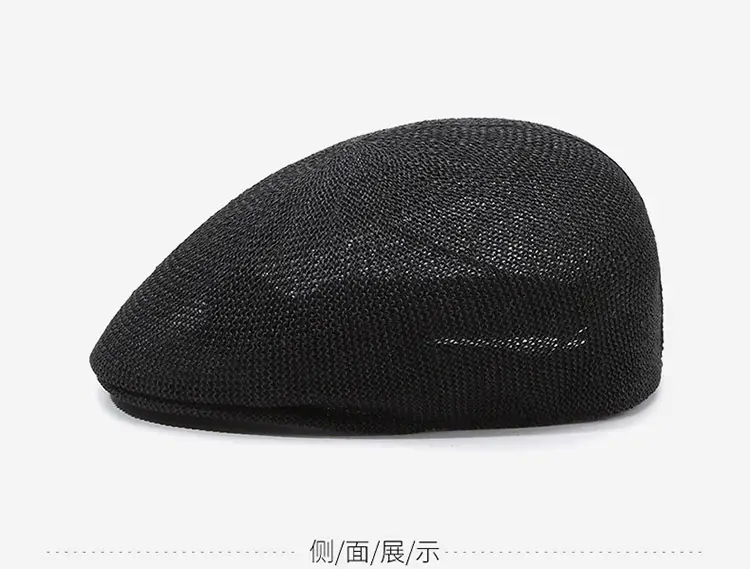 Men Straw Beret Hat Brown Mesh Outdoor Sun Hat — feature 17