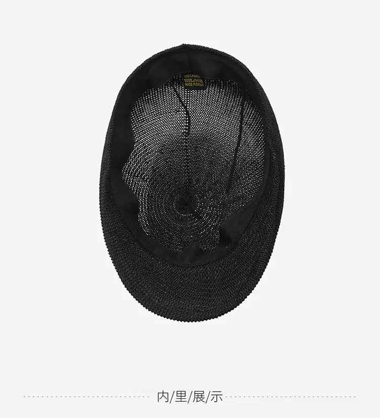 Men Straw Beret Hat Brown Mesh Outdoor Sun Hat — feature 20