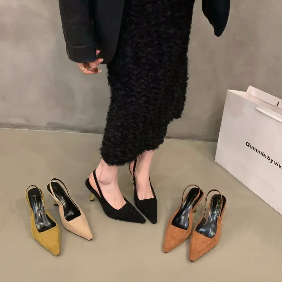 Women's Tan Pointed Heel Formal Shoes Spring 2024 - Image 5