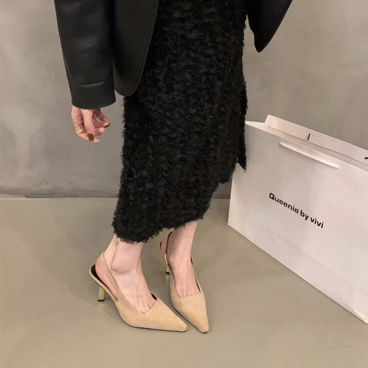 Women's Tan Pointed Heel Formal Shoes Spring 2024 - Image 7