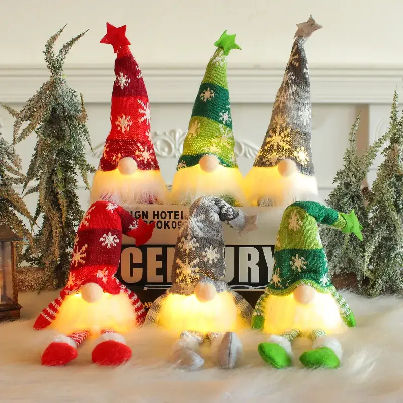 Christmas Gnome Doll Set of 3 with Light & Stars
