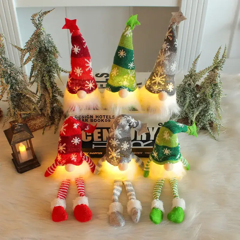 Christmas Gnome Doll Set of 3 with Light & Stars