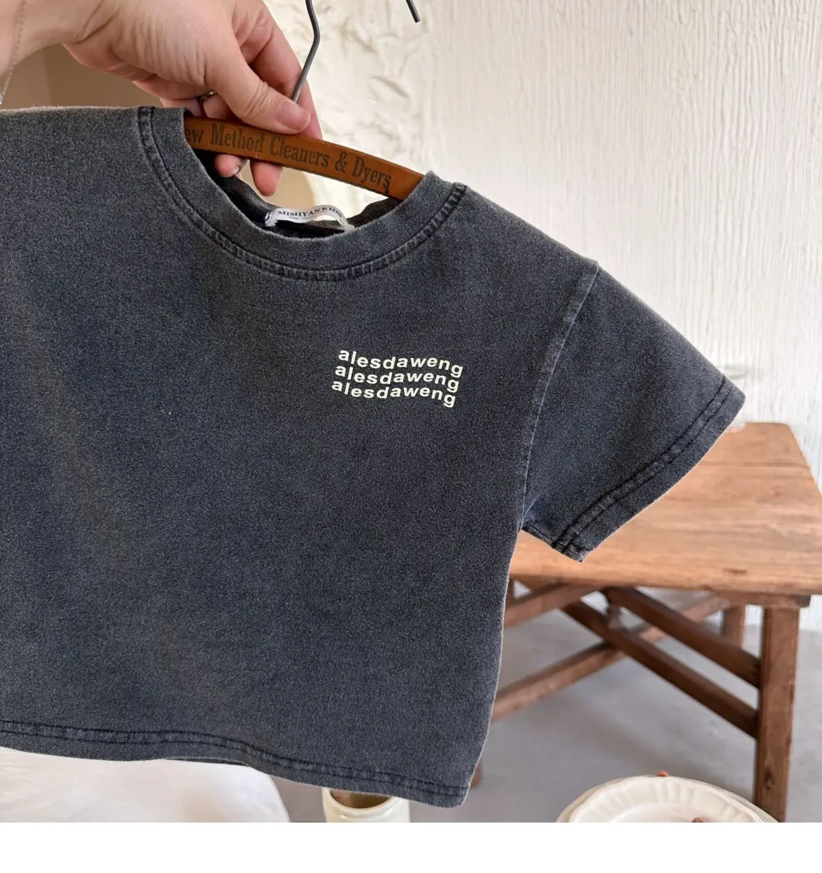 Boys Cotton Short Sleeve Grey T-Shirt with "Jiendeng Wang" Print — feature 7