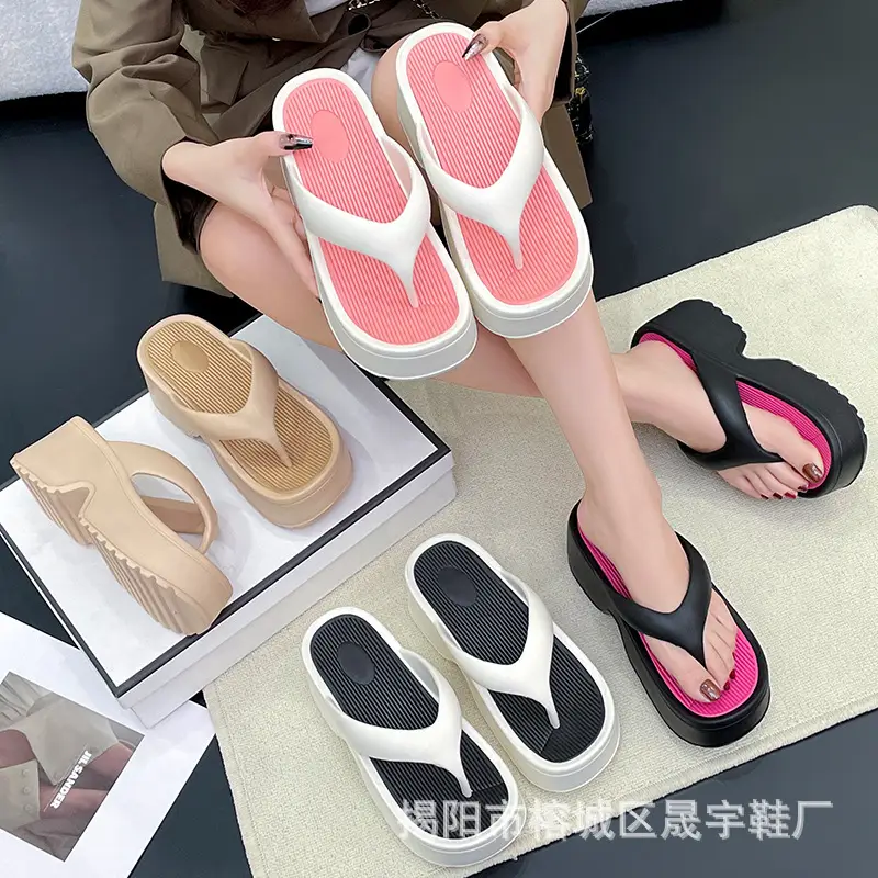 Wedge slippers women's thick-soled wedge slippers women's Korean version of flip-flops 2024 European and American manufacturers - Image 11