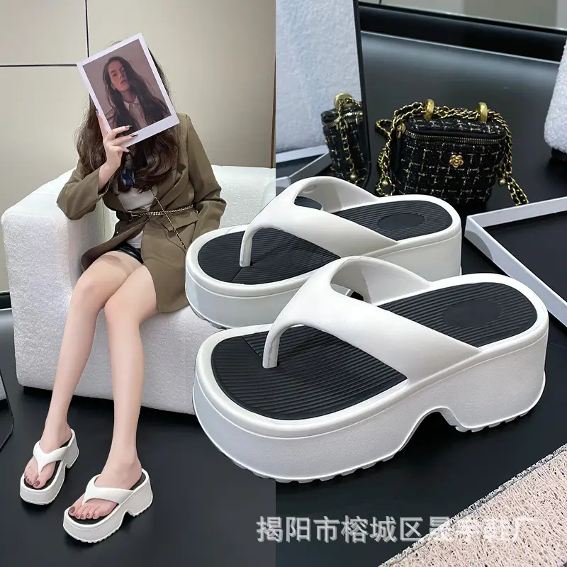 Wedge slippers women's thick-soled wedge slippers women's Korean version of flip-flops 2024 European and American manufacturers - Image 12