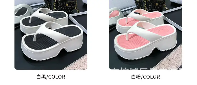 Wedge slippers women's thick-soled wedge slippers women's Korean version of flip-flops 2024 European and American manufacturers — feature 11