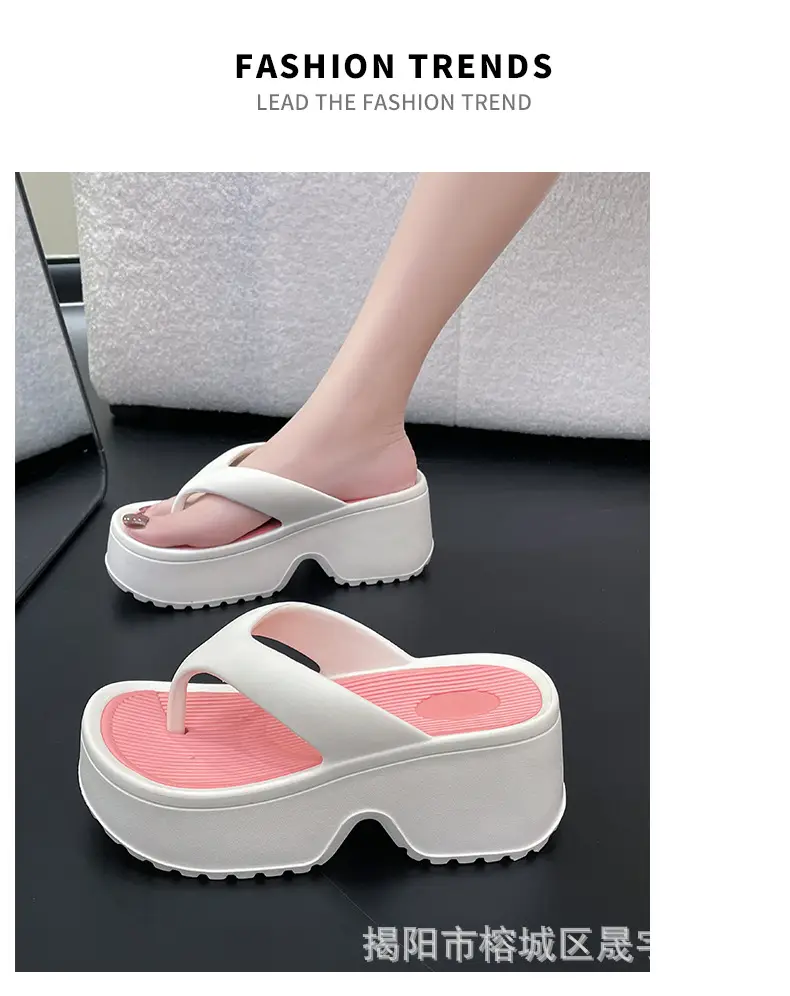 Wedge slippers women's thick-soled wedge slippers women's Korean version of flip-flops 2024 European and American manufacturers — feature 14