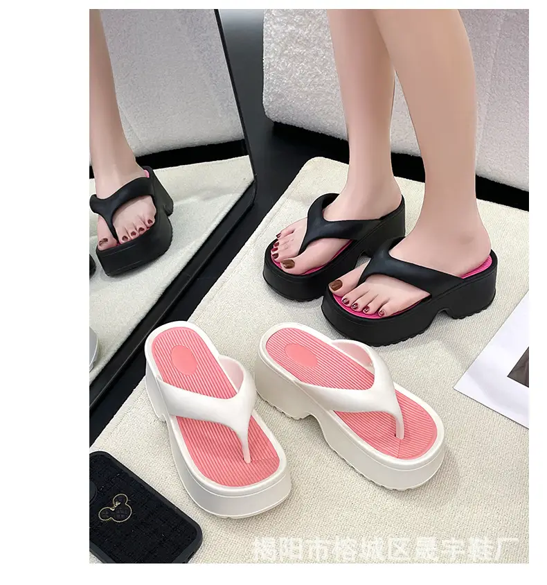 Wedge slippers women's thick-soled wedge slippers women's Korean version of flip-flops 2024 European and American manufacturers — feature 15
