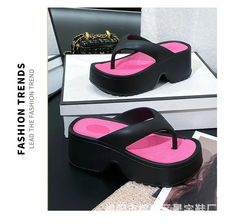 Wedge slippers women's thick-soled wedge slippers women's Korean version of flip-flops 2024 European and American manufacturers — feature 17