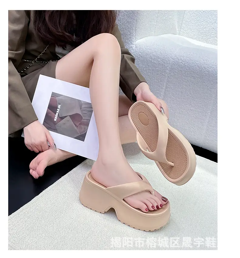 Wedge slippers women's thick-soled wedge slippers women's Korean version of flip-flops 2024 European and American manufacturers — feature 18
