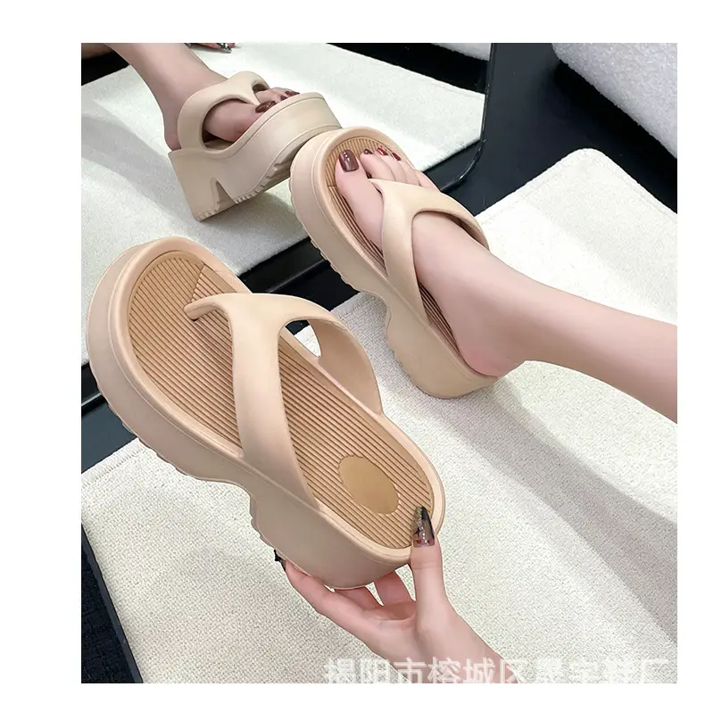 Wedge slippers women's thick-soled wedge slippers women's Korean version of flip-flops 2024 European and American manufacturers — feature 19