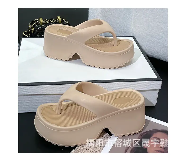 Wedge slippers women's thick-soled wedge slippers women's Korean version of flip-flops 2024 European and American manufacturers — feature 21
