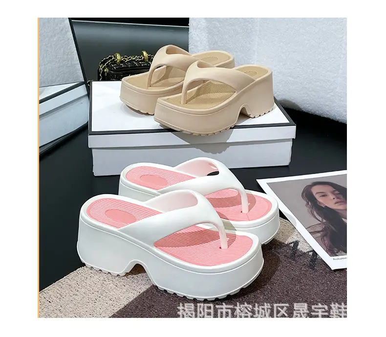 Wedge slippers women's thick-soled wedge slippers women's Korean version of flip-flops 2024 European and American manufacturers — feature 22