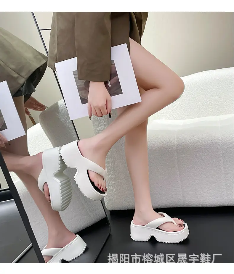 Wedge slippers women's thick-soled wedge slippers women's Korean version of flip-flops 2024 European and American manufacturers — feature 24