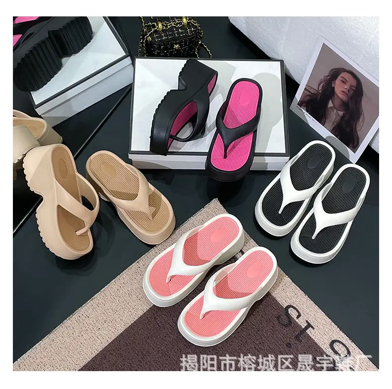 Wedge slippers women's thick-soled wedge slippers women's Korean version of flip-flops 2024 European and American manufacturers — feature 26