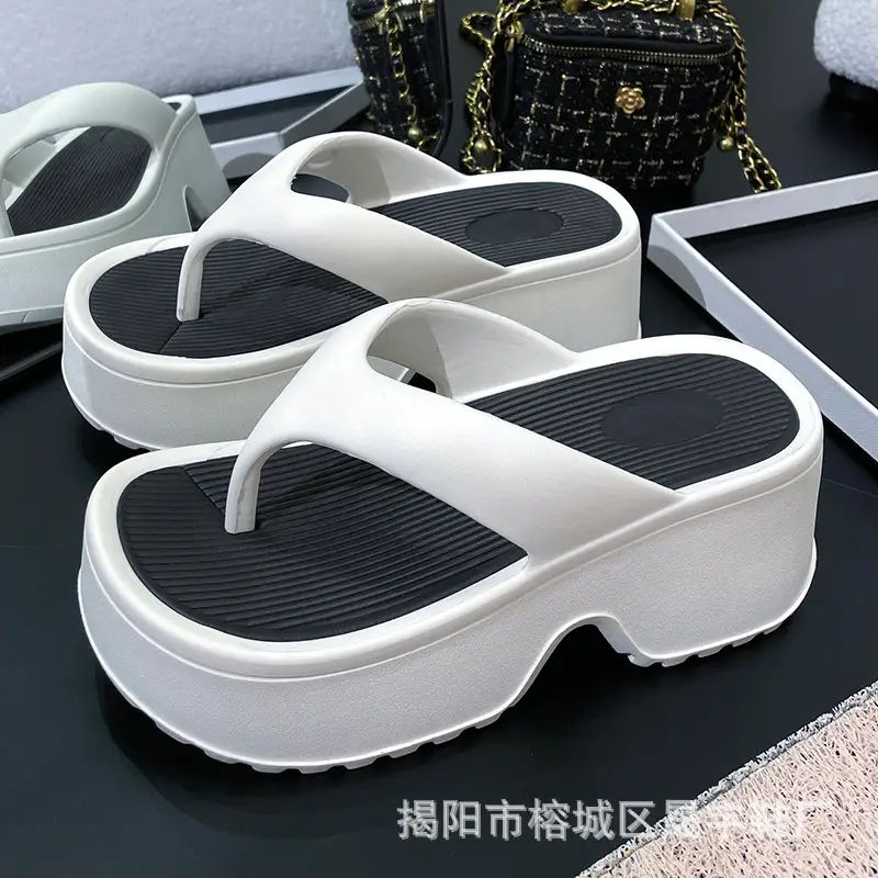 Wedge slippers women's thick-soled wedge slippers women's Korean version of flip-flops 2024 European and American manufacturers - Image 2