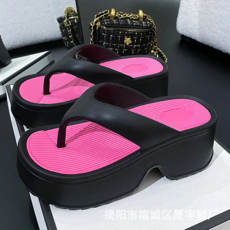 Wedge slippers women's thick-soled wedge slippers women's Korean version of flip-flops 2024 European and American manufacturers - Image 3