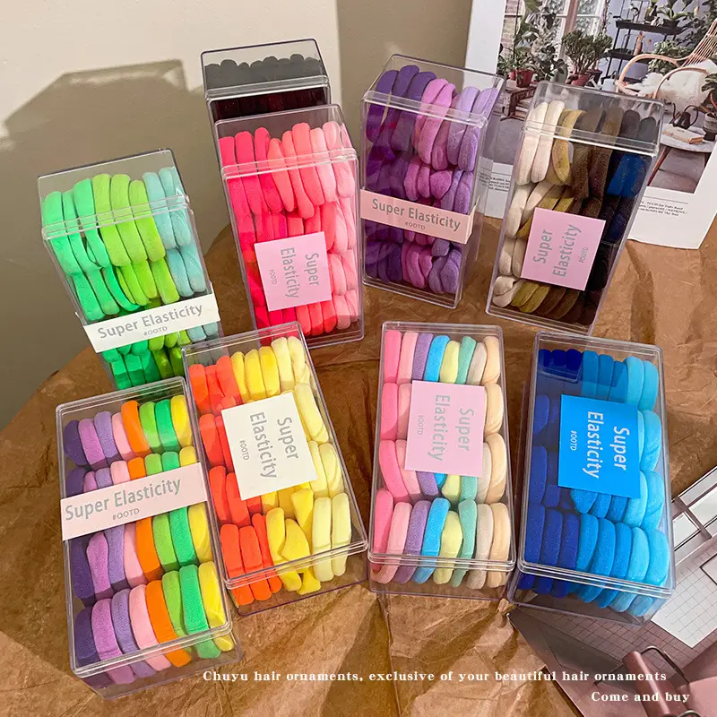Colorful Rainbow Hair Rings for Girls with Leather Case