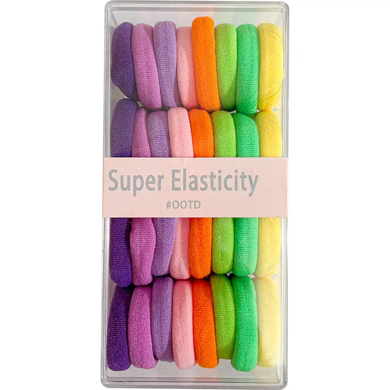 Colorful Rainbow Hair Rings for Girls with Leather Case