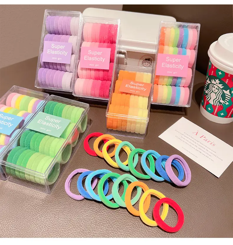 Colorful Rainbow Hair Rings for Girls with Leather Case — feature 1