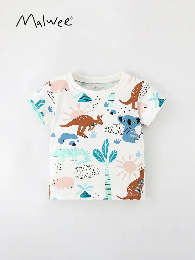 Malwee Boys Printed Dinosaur T-Shirt Summer Wear - Image 4
