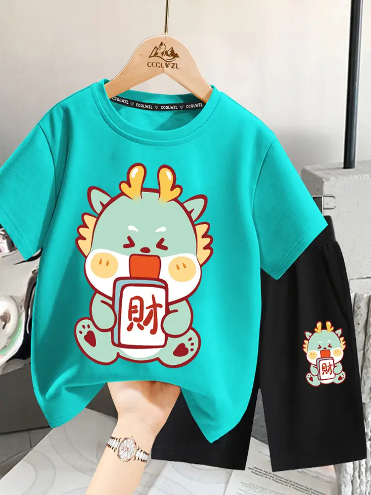 Boys Cotton T-Shirt Blue Dragon Print 2024 - Image 10