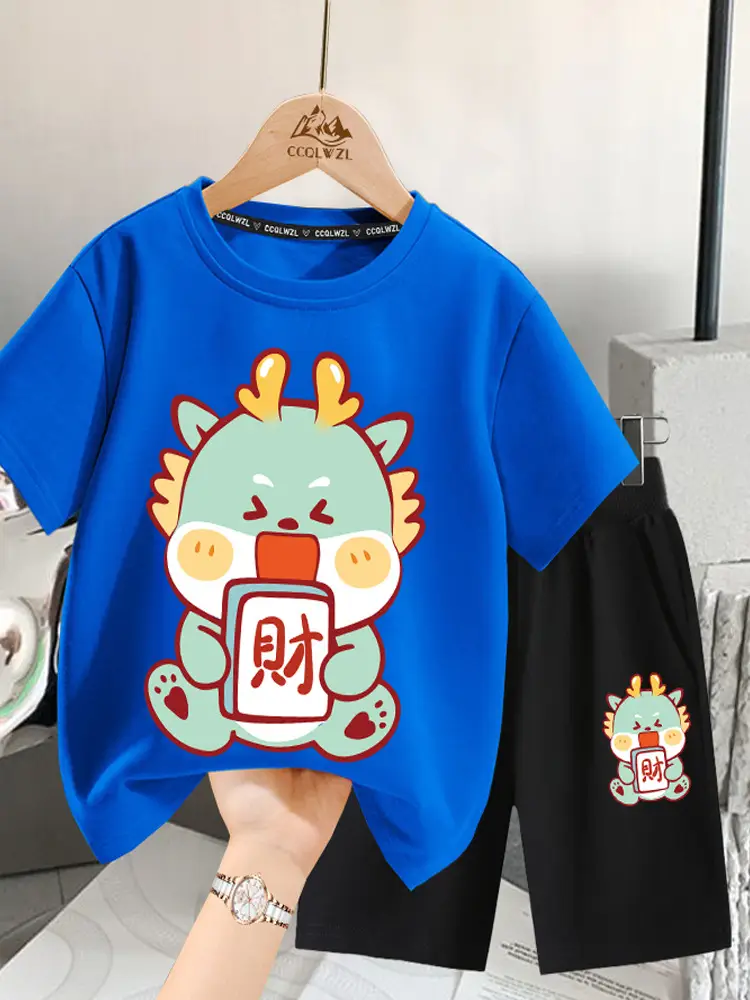 Boys Cotton T-Shirt Blue Dragon Print 2024 - Image 13
