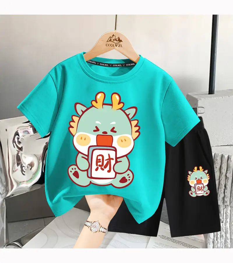 Boys Cotton T-Shirt Blue Dragon Print 2024 — feature 10