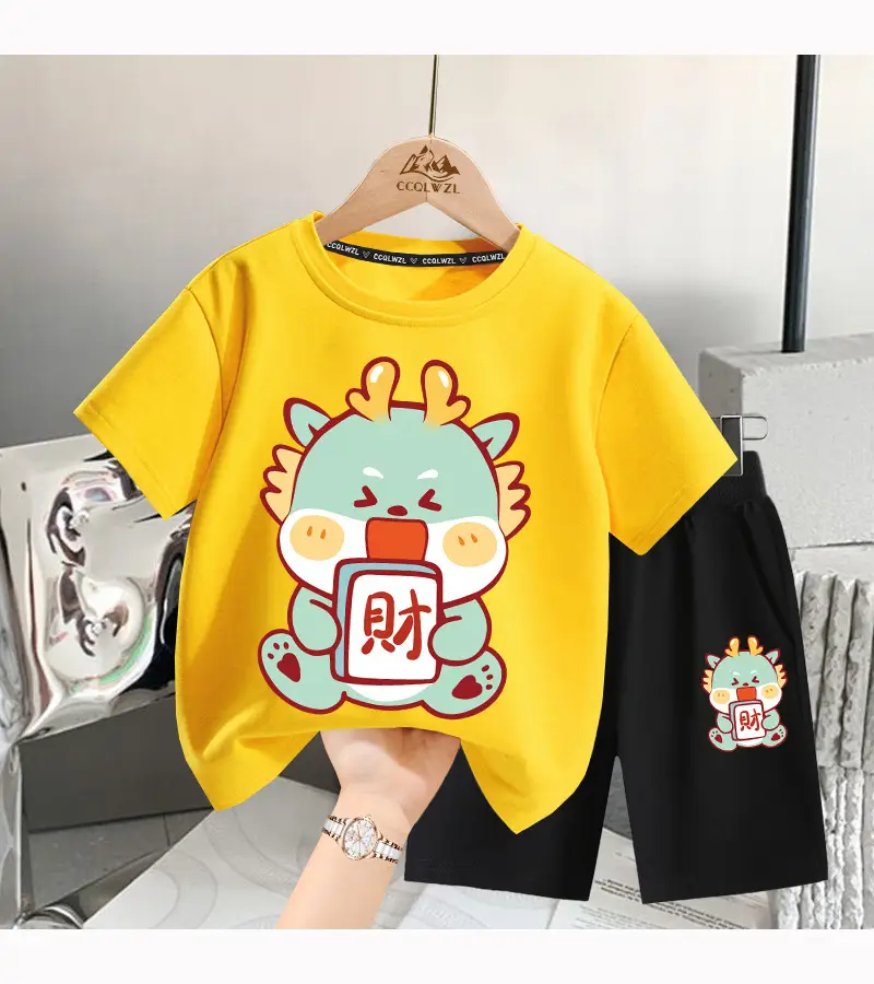 Boys Cotton T-Shirt Blue Dragon Print 2024 — feature 12