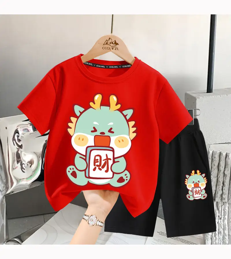 Boys Cotton T-Shirt Blue Dragon Print 2024 — feature 13