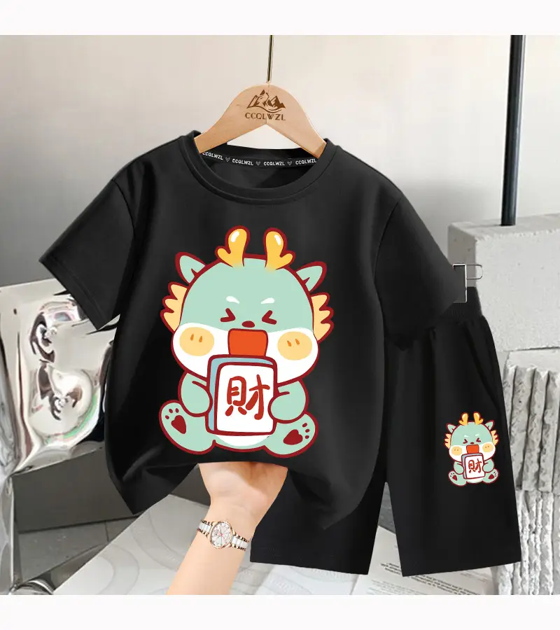 Boys Cotton T-Shirt Blue Dragon Print 2024 — feature 14