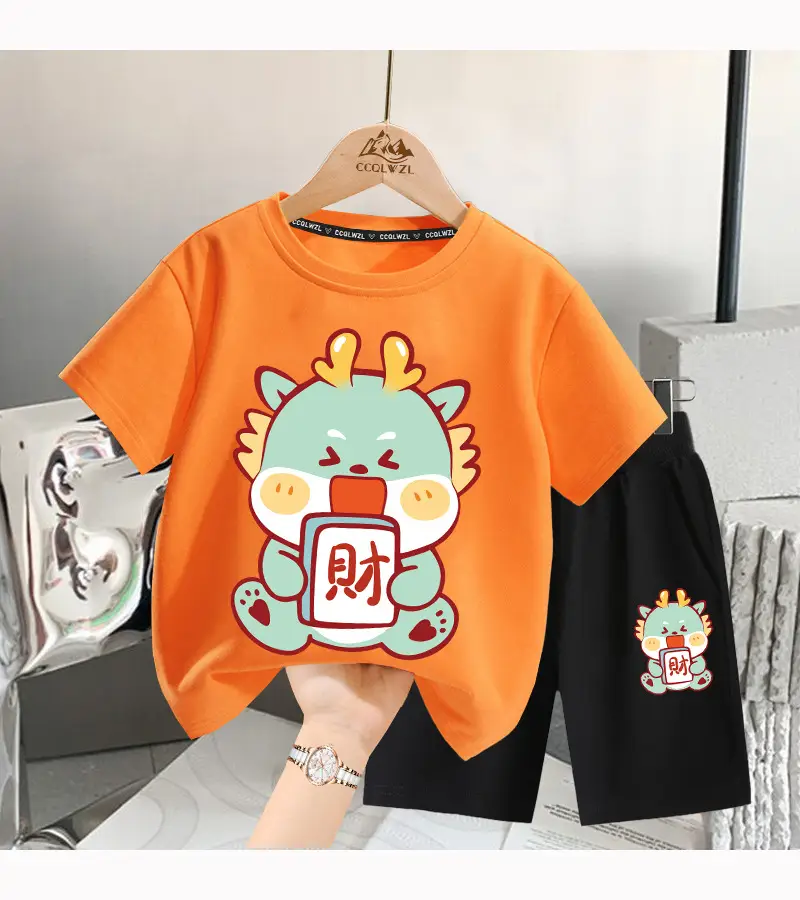 Boys Cotton T-Shirt Blue Dragon Print 2024 — feature 15
