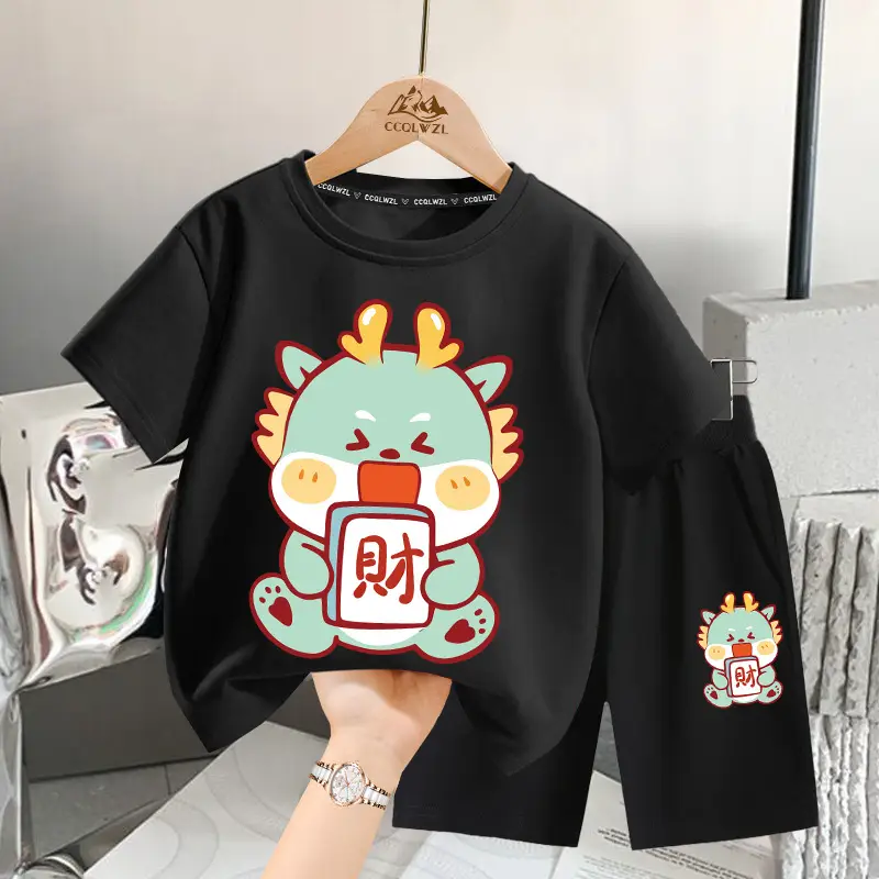 Boys Cotton T-Shirt Blue Dragon Print 2024 - Image 3