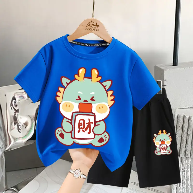 Boys Cotton T-Shirt Blue Dragon Print 2024 - Image 5